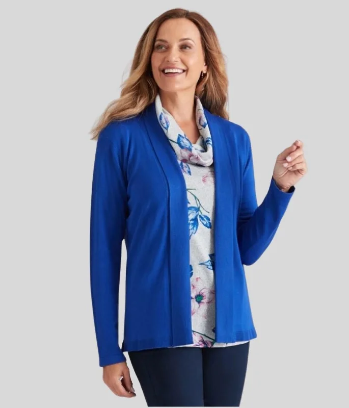 Blue Rib Collar Cardigan