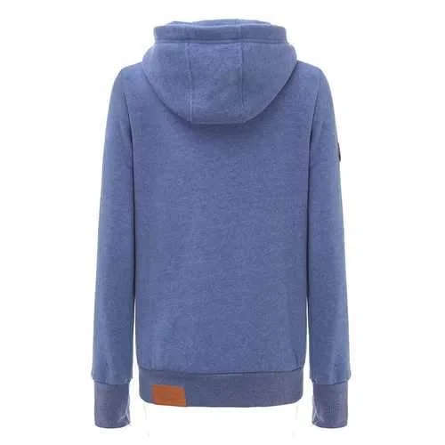 Plus Size Casual Women Zipper Long Sleeve Hoodie Sweatshirt