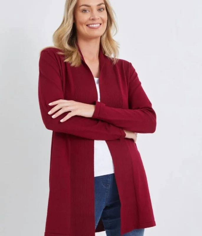 Cerise Rib Collar Cardigan