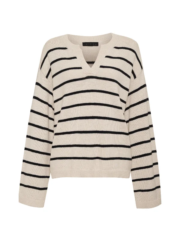 Chill Vibes Sweater Chalk Black Stripe