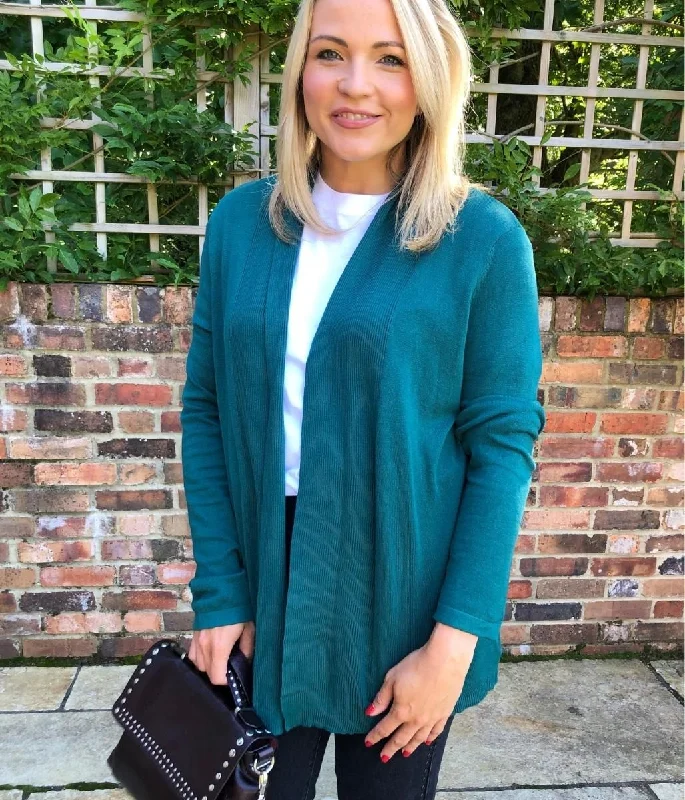 Green Rib Collar Cardigan