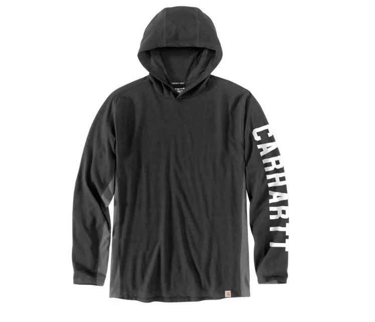 Men's Force Relaxed Fit Midweight Long-Sleeve Logo Graphic Hooded T-Shirt