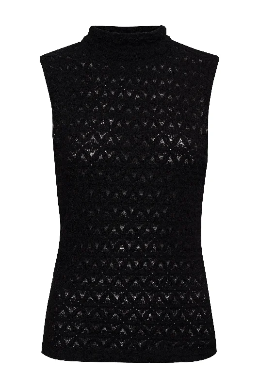 Pucker Up Lace Mock Neck Tank Black