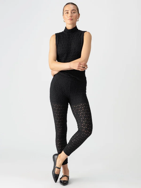 Pucker Up Lace Runway Standard Rise Legging Black