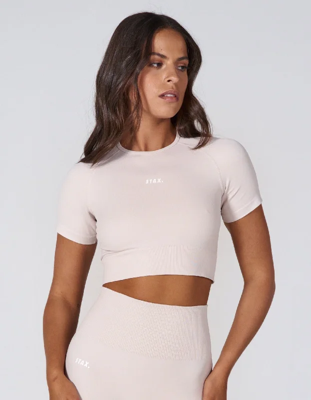 Premium Seamless Favourites Cropped Tee - Bone