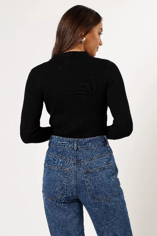 Tammy Ribbed Knit Top - Black